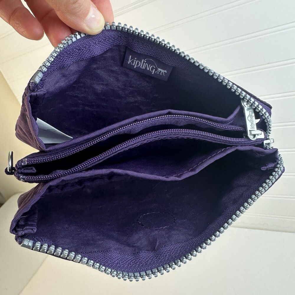 Kipling Deep Purple Creativity Large Zipper Organizer Accessory Pouch Wallet - Picture 5 of 9
